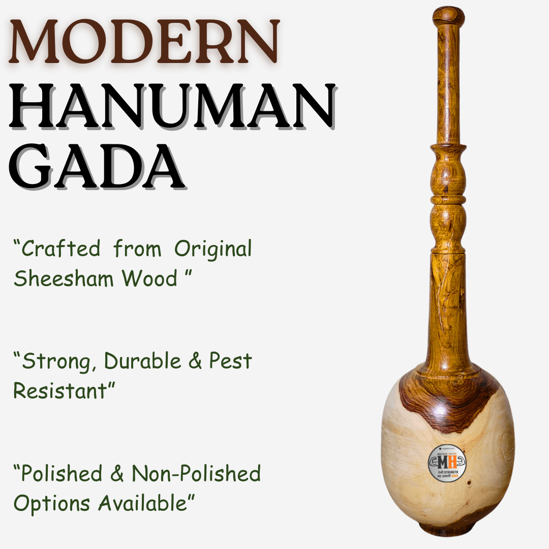 Modern Sheesham Wood Hanuman Gada with polished finish, handcrafted for strength and durability.