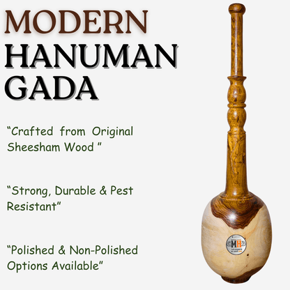 Modern Sheesham Wood Hanuman Gada with polished finish, handcrafted for strength and durability.