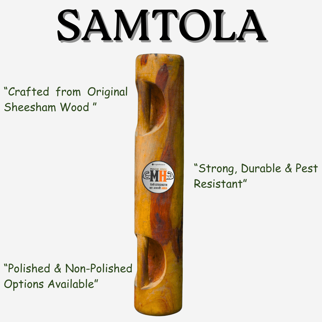 Samtola Sheesham Wood with Free Course | Handcrafted, strong and pest-resistant fitness tool made from original Sheesham wood. Ideal for weight training.