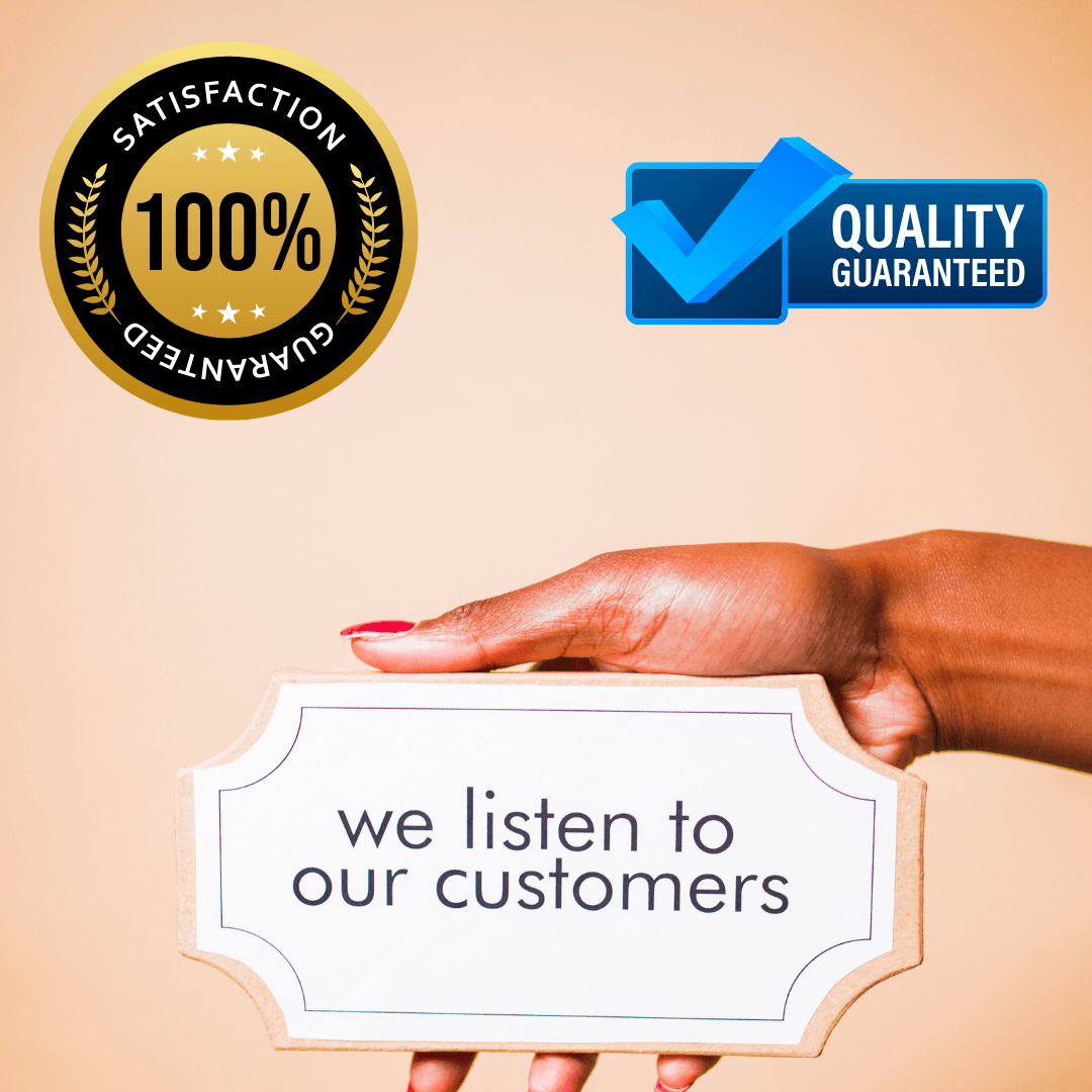 Customer satisfaction and quality guaranteed, emphasizing reliable service and user feedback.